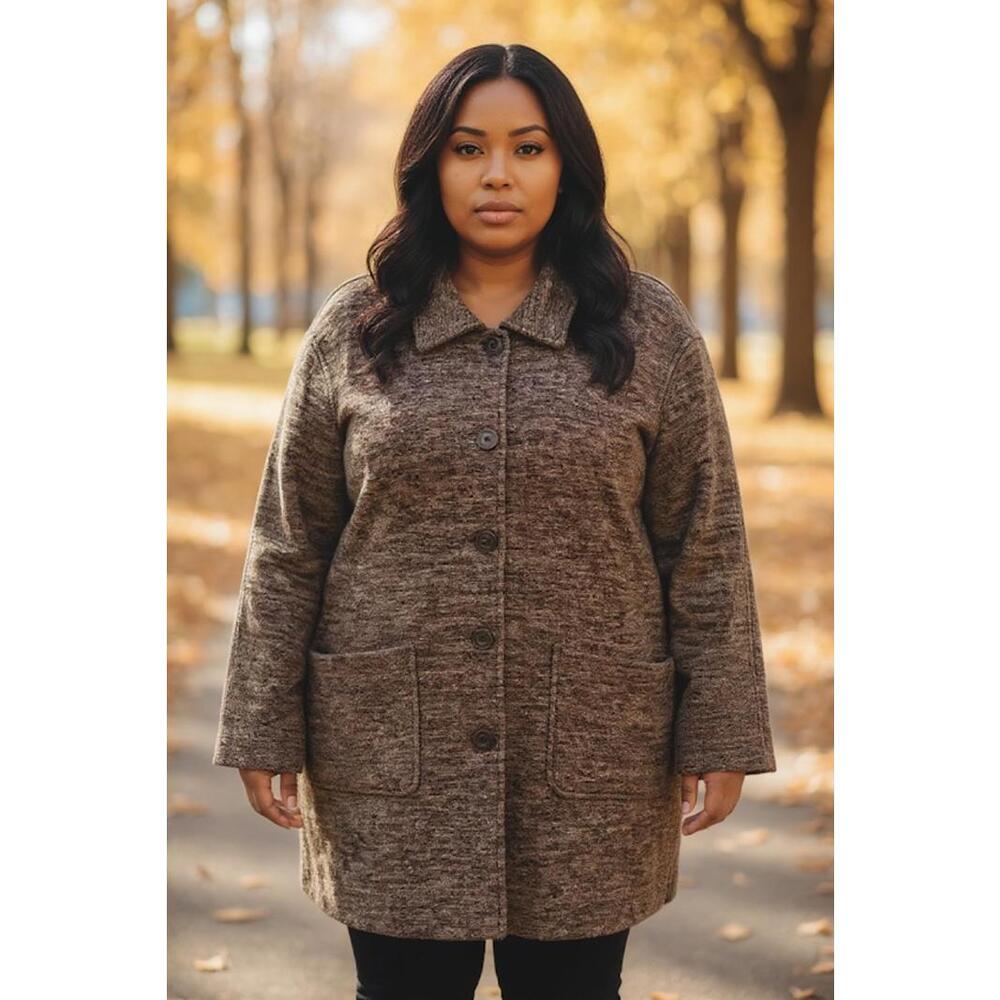 Bernardo Essentials Woman Wool Brown Button Cardigan Jacket Dry Cleaned  Size 3X